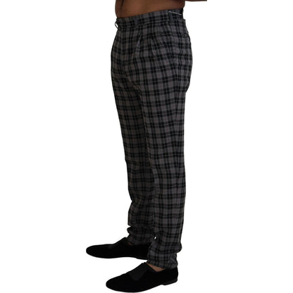 BENCIVENGA Gray Checkered Slim Fit Men Pants BENCIVENGA