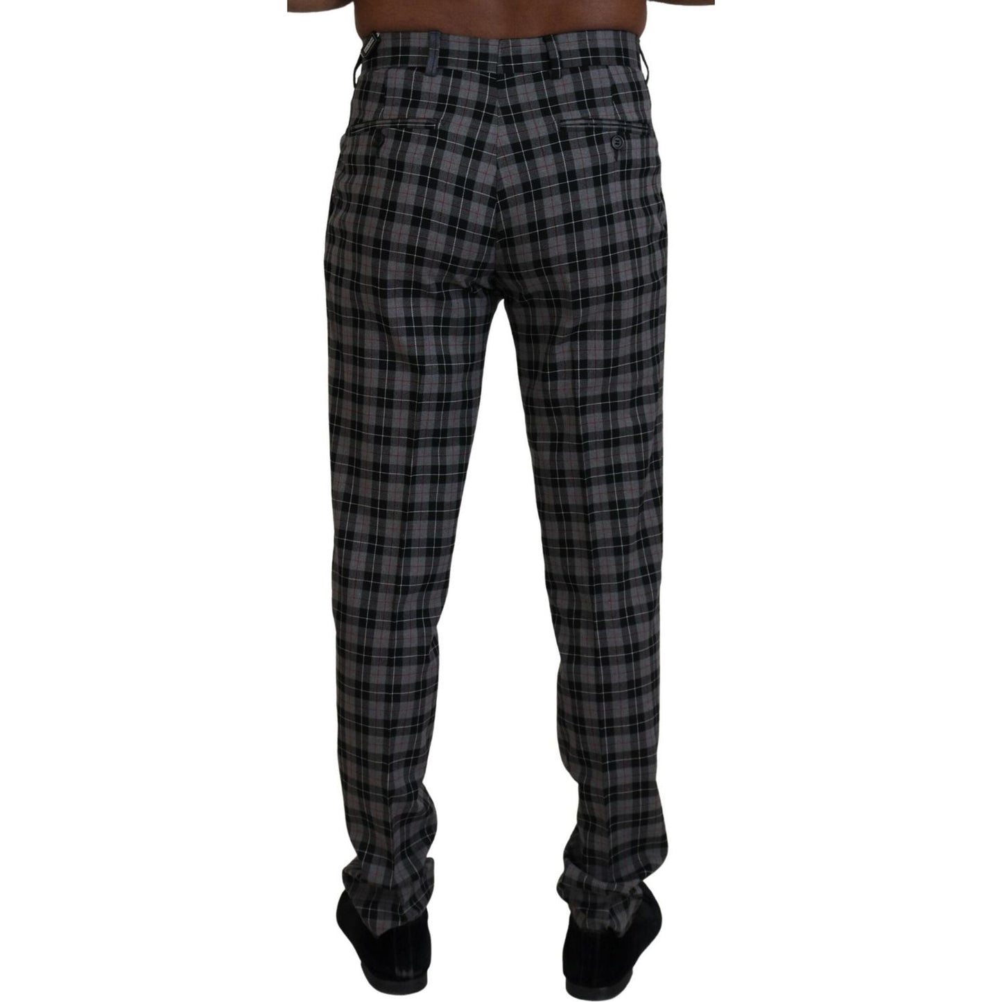 BENCIVENGA Gray Checkered Slim Fit Men Pants BENCIVENGA