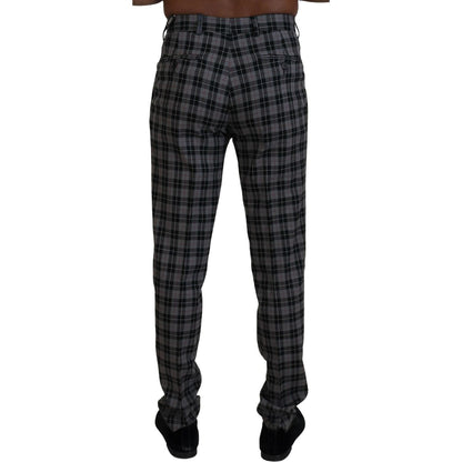 BENCIVENGA Gray Checkered Slim Fit Men Pants BENCIVENGA