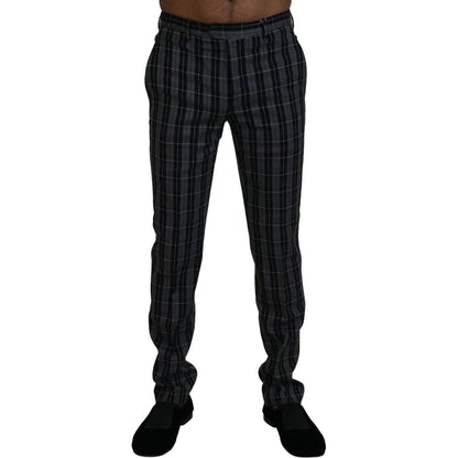 BENCIVENGA Gray Checkered Slim Fit Men Pants BENCIVENGA