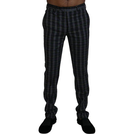 BENCIVENGA Gray Checkered Slim Fit Men Pants BENCIVENGA