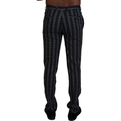 BENCIVENGA Gray Checkered Slim Fit Men Pants BENCIVENGA