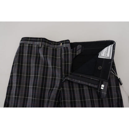 BENCIVENGA Gray Checkered Slim Fit Men Pants BENCIVENGA