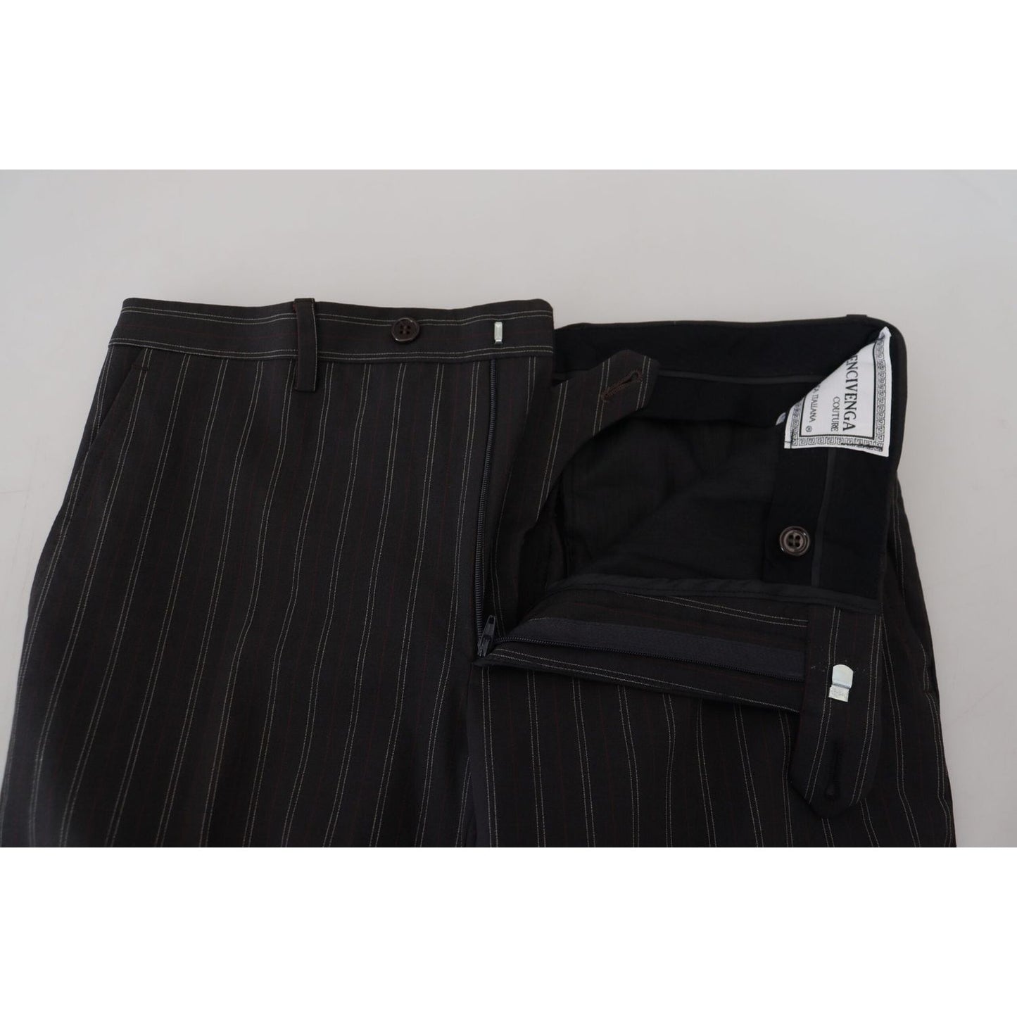 BENCIVENGA Black Stripes Viscose Dress Pants BENCIVENGA