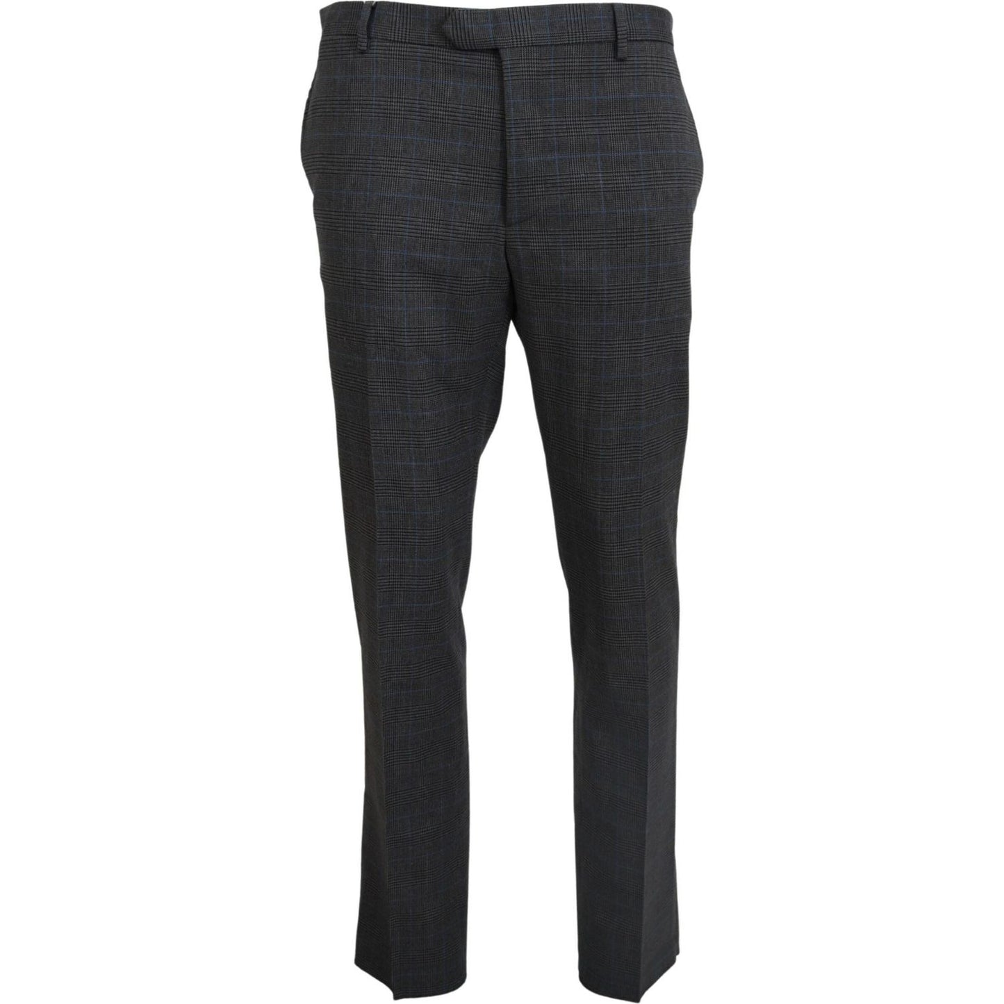 BENCIVENGA Gray Checkered Wool Dress Formal Pants BENCIVENGA