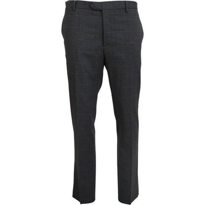 BENCIVENGA Gray Checkered Wool Dress Formal Pants BENCIVENGA