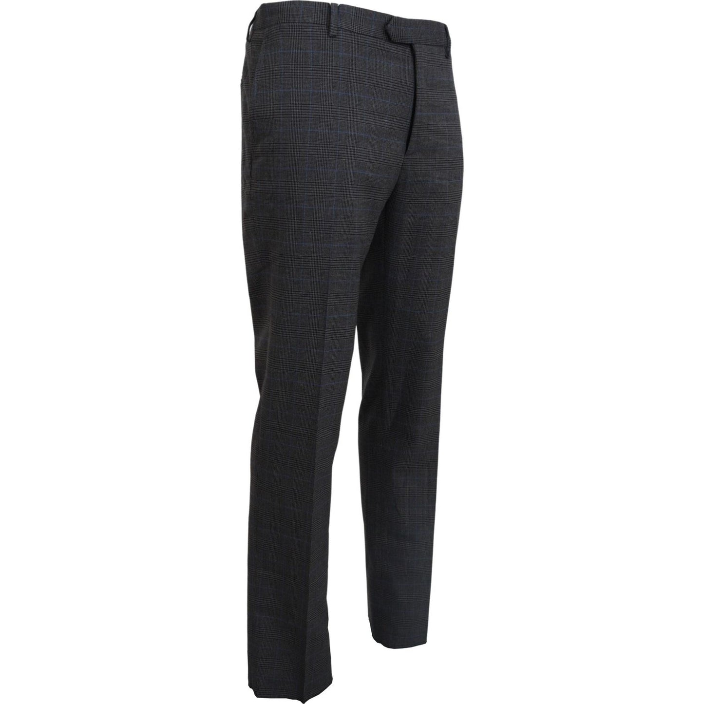 BENCIVENGA Gray Checkered Wool Dress Formal Pants BENCIVENGA