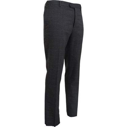 BENCIVENGA Gray Checkered Wool Dress Formal Pants BENCIVENGA
