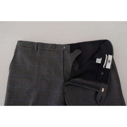 BENCIVENGA Gray Checkered Wool Dress Formal Pants BENCIVENGA
