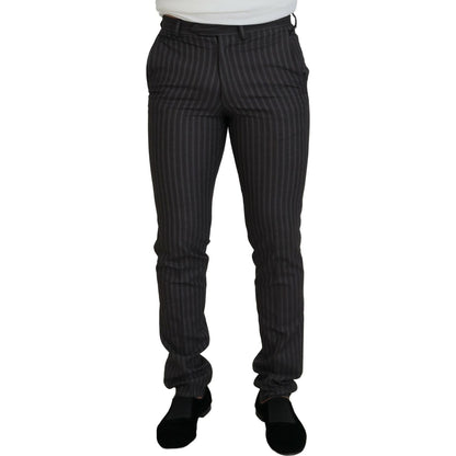 BENCIVENGA Brown Stripes Slim Fit Men Pants BENCIVENGA