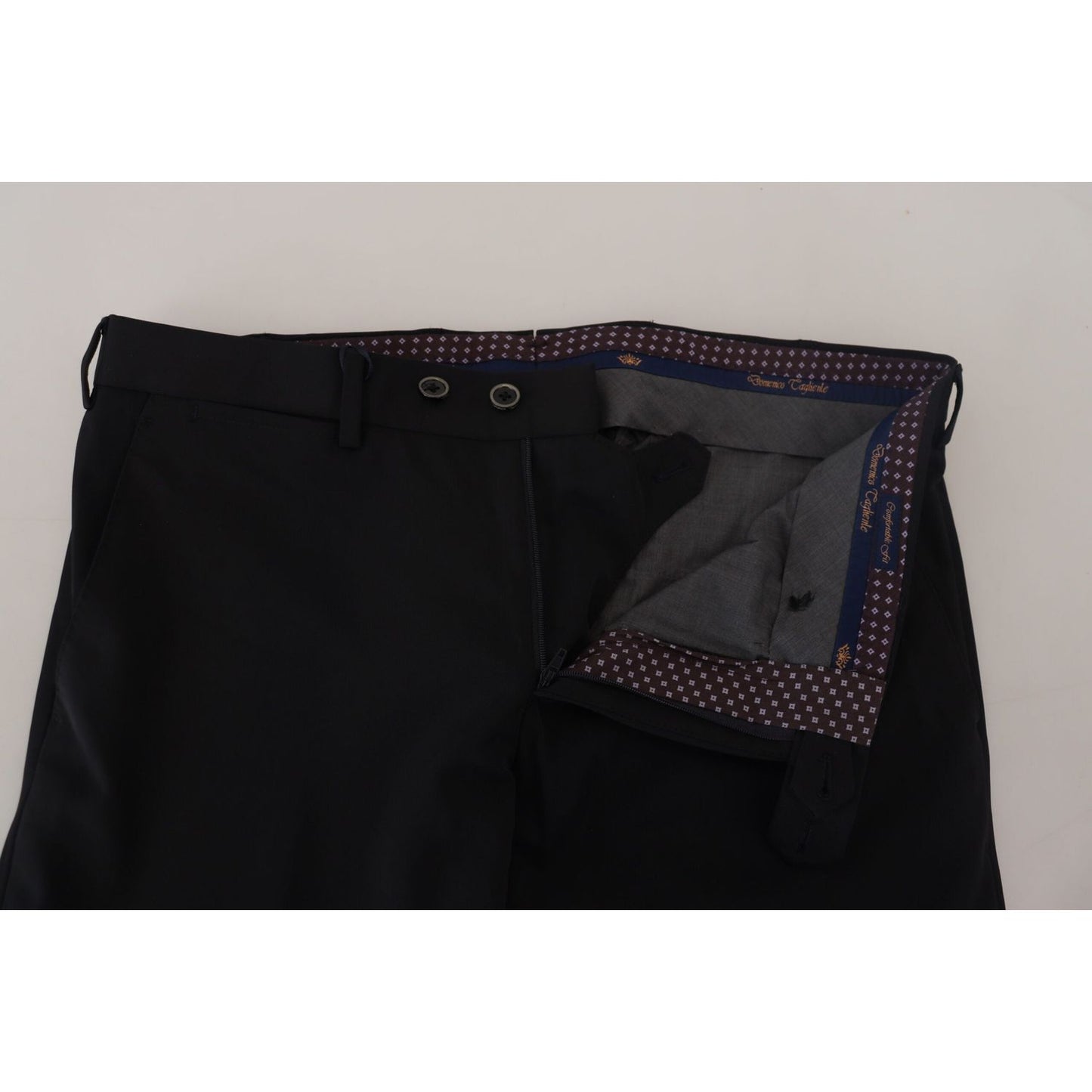 Domenico Tagliente Black Tapered Dress Formal Pants Domenico Tagliente
