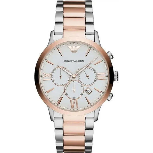 Emporio Armani Silver and Bronze Steel Chronograph Watch 1728,67466920096,Accessories,Emporio Armani,Men,New with tags,Watches - Accessories,Watches for Men - Watches