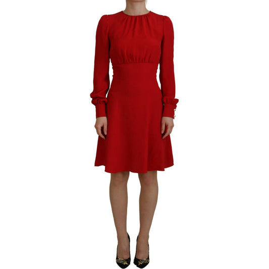 Dolce & Gabbana Red Silk Sheath A-line Knee Length Dress DR28907-38