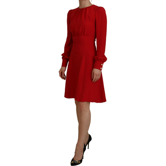 Dolce & Gabbana Red Silk Sheath A-line Knee Length Dress DR28907-38