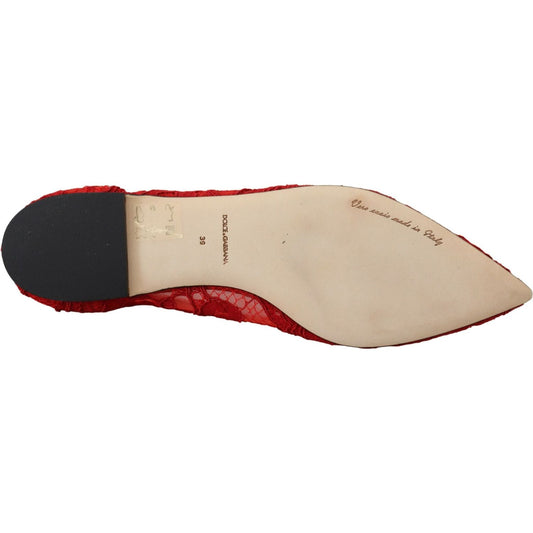 Dolce & Gabbana Red Taormina Crystals Loafers Flats Shoes LA10204- 37.5