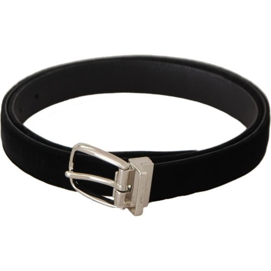 Dolce & Gabbana Black Casual Velvet Silver Tone Metal Buckle Belt 1728,67345645728,80 cm / 32 Inches,90 cm / 36 Inches,95 cm / 38 Inches,Accessories,Belts - Accessories,Belts - Men - Accessories,Black,Dolce & Gabbana,Material: Velvet,Men,Men - Accessories