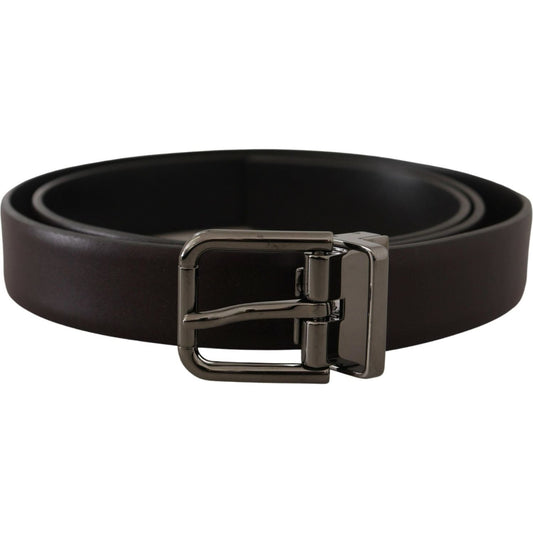 Dolce & Gabbana Dark Purple Leather Box Borchia Metal Buckle Belt 1728,67345645728,90 cm / 36 Inches,Accessories,Belts - Accessories,Belts - Men - Accessories,Brown,Dolce & Gabbana,Material: Leather,Men,Men - Accessories,New with tags,Regular Belts - Belt