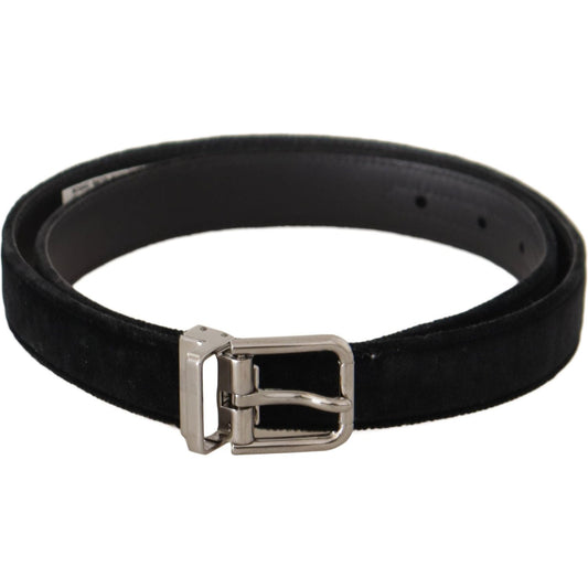 Dolce & Gabbana Black Casual Velvet Silver Metal Logo Buckle Belt 1728,67345645728,95 cm / 38 Inches,Accessories,Belts - Accessories,Belts - Men - Accessories,Black,Dolce & Gabbana,Material: Velvet,Men,Men - Accessories,New with tags,Regular Belts - Belts