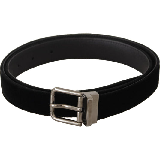 Dolce & Gabbana Black Classic Velvet Logo Engraved Metal Buckle Belt 1728,67345645728,95 cm / 38 Inches,Accessories,Belts - Accessories,Belts - Men - Accessories,Black,Dolce & Gabbana,Material: Velvet,Men,Men - Accessories,New with tags,Regular Belts - Be