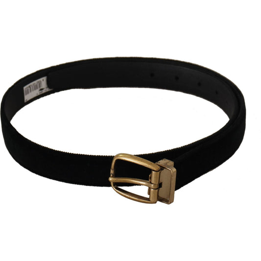 Dolce & Gabbana Black Velvet Leather Gold Tone Metal Buckle Belt 1728,67345645728,90 cm / 36 Inches,Accessories,Belts - Accessories,Belts - Men - Accessories,Black,Dolce & Gabbana,Material: Velvet,Men,Men - Accessories,New with tags,Regular Belts - Belts