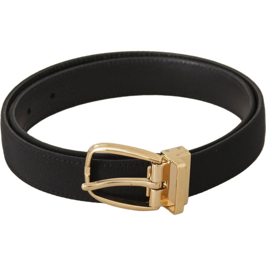 Dolce & Gabbana Black Canvas Leather Gold Metal Buckle Belt 1728,67345645728,80 cm / 32 Inches,Accessories,Belts - Accessories,Belts - Men - Accessories,Black,Dolce & Gabbana,Leather,Material: Canvas,Men,Men - Accessories,New with tags,Regular Belts - Bel
