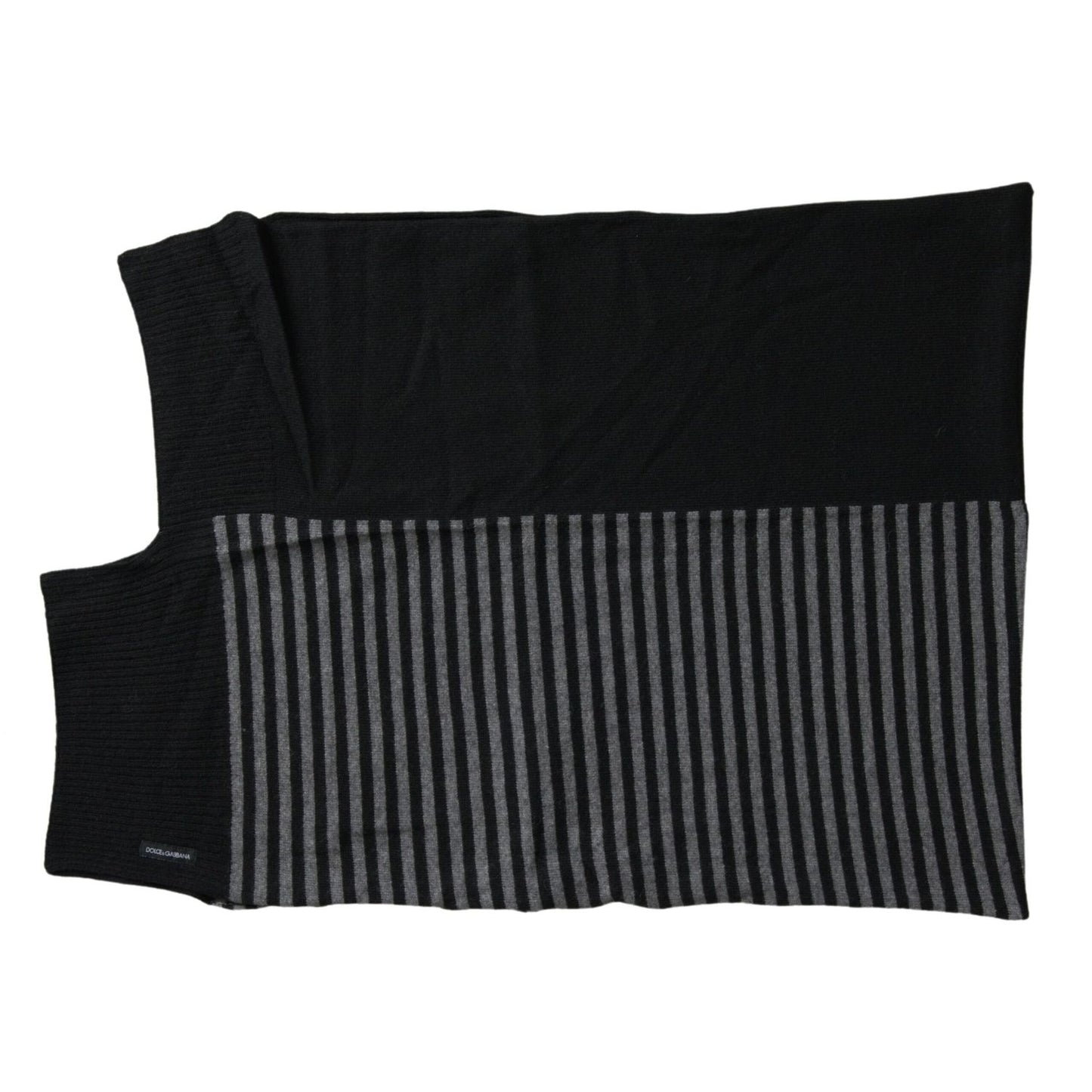 Dolce & Gabbana Black Gray Stripe Wool Neck Wrap Shawl Scarf 1728,67345645728,Accessories,Black and Gray,Dolce & Gabbana,Material: 47% Wool 30% Viscose 15% Nylon 8% Cashmere,Men,Men - Accessories,New with tags,Scarves - Accessories,Scarves - Men - Accesso