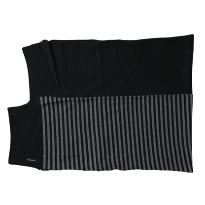 Dolce & Gabbana Black Gray Stripe Wool Neck Wrap Shawl Scarf 1728,67345645728,Accessories,Black and Gray,Dolce & Gabbana,Material: 47% Wool 30% Viscose 15% Nylon 8% Cashmere,Men,Men - Accessories,New with tags,Scarves - Accessories,Scarves - Men - Accesso