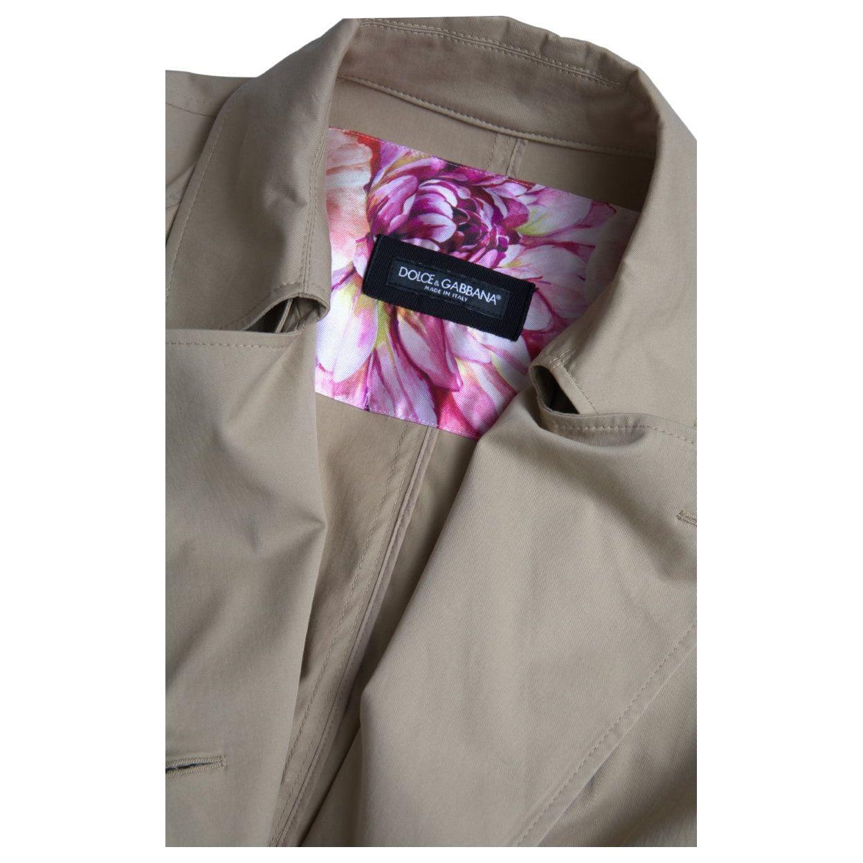Dolce & Gabbana Khaki Double Breasted Trench Coat Jacket 1728,3% Elastane,67345645728,Beige,Clothing,Dolce & Gabbana,IT46|XL,Jackets & Coats - Clothing,Jackets & Coats - Women - Clothing,Material: 97% Cotton,New with tags,Trench Coats - Jackets & Coats -