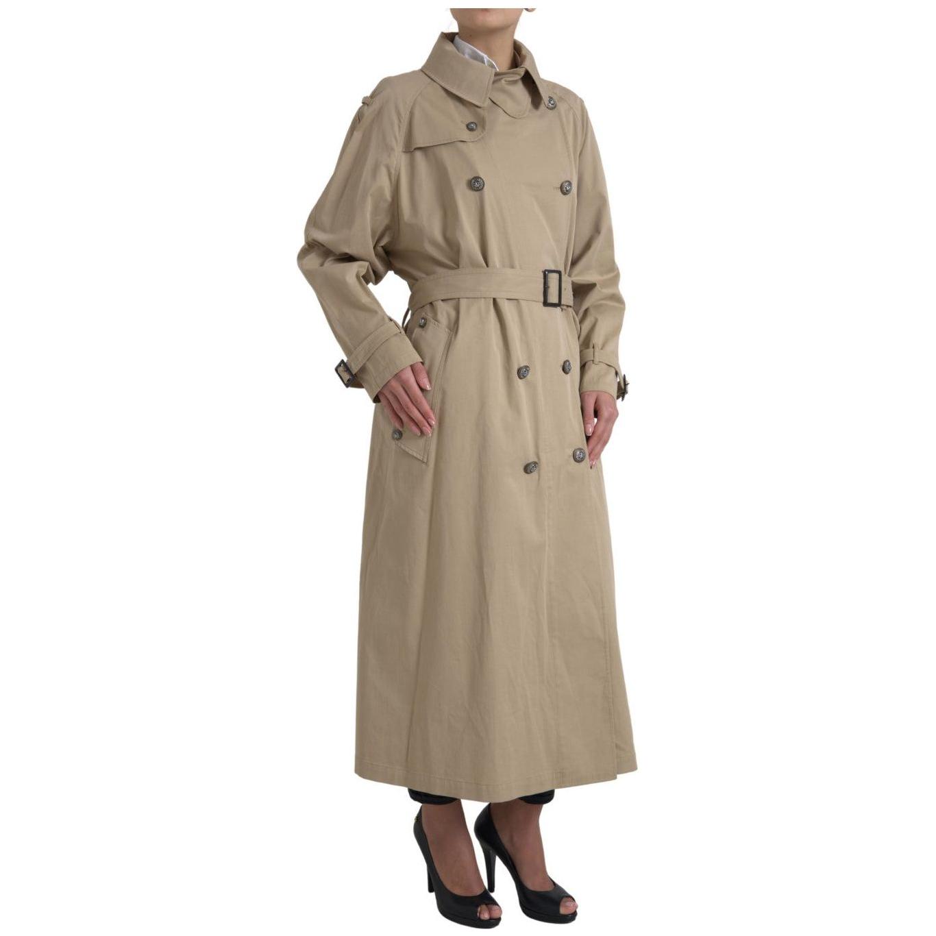 Dolce & Gabbana Khaki Double Breasted Trench Coat Jacket 1728,3% Elastane,67345645728,Beige,Clothing,Dolce & Gabbana,IT46|XL,Jackets & Coats - Clothing,Jackets & Coats - Women - Clothing,Material: 97% Cotton,New with tags,Trench Coats - Jackets & Coats -