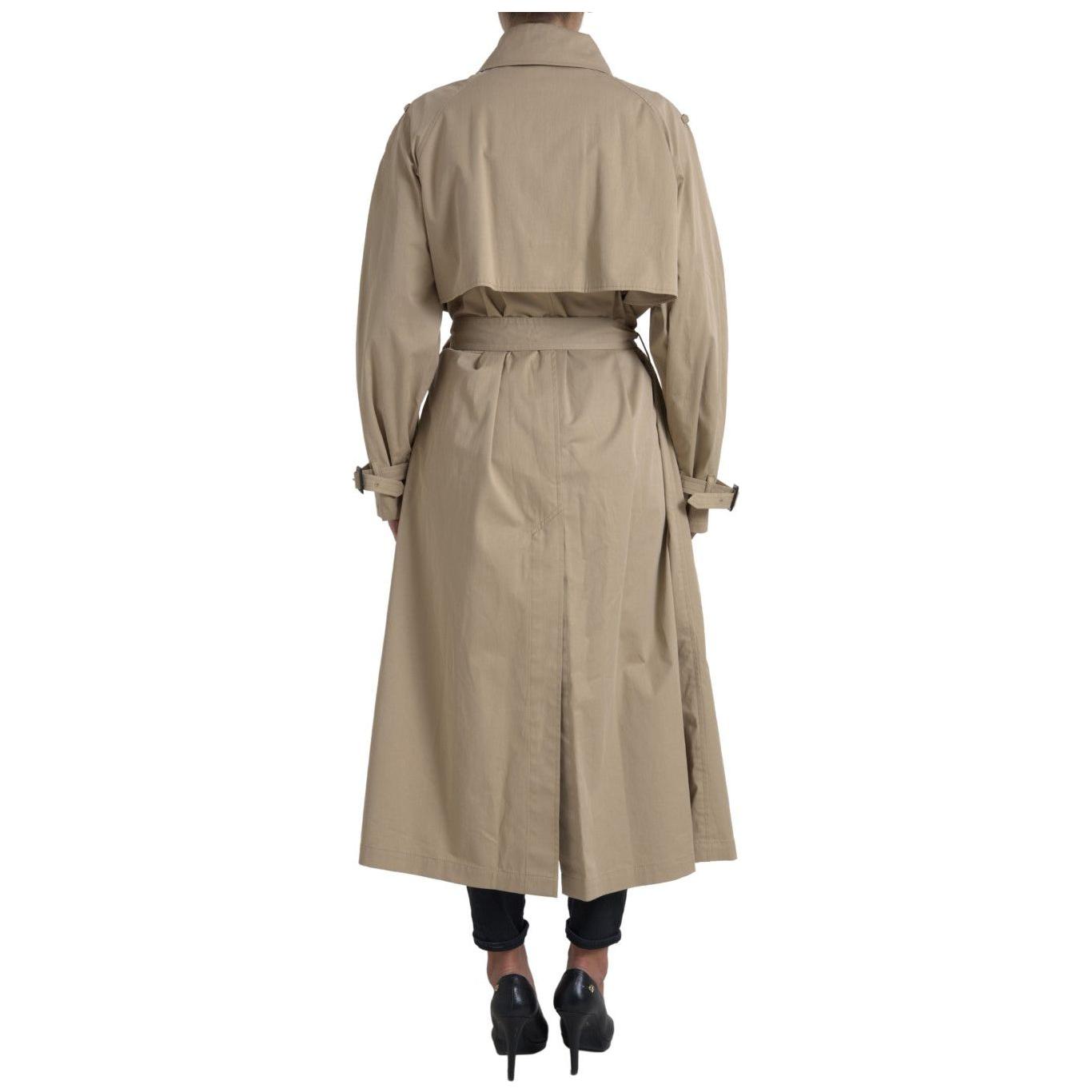 Dolce & Gabbana Khaki Double Breasted Trench Coat Jacket 1728,3% Elastane,67345645728,Beige,Clothing,Dolce & Gabbana,IT46|XL,Jackets & Coats - Clothing,Jackets & Coats - Women - Clothing,Material: 97% Cotton,New with tags,Trench Coats - Jackets & Coats -