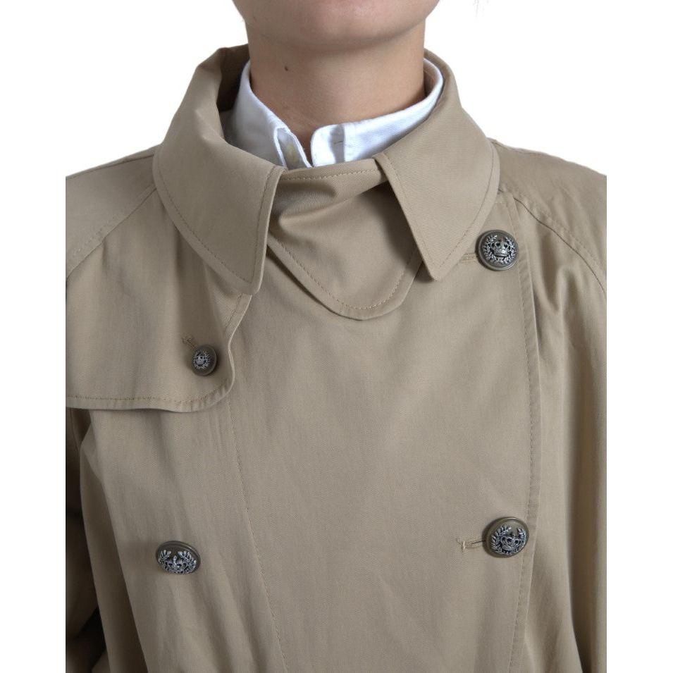 Dolce & Gabbana Khaki Double Breasted Trench Coat Jacket 1728,3% Elastane,67345645728,Beige,Clothing,Dolce & Gabbana,IT46|XL,Jackets & Coats - Clothing,Jackets & Coats - Women - Clothing,Material: 97% Cotton,New with tags,Trench Coats - Jackets & Coats -
