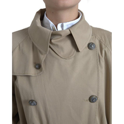 Dolce & Gabbana Khaki Double Breasted Trench Coat Jacket 1728,3% Elastane,67345645728,Beige,Clothing,Dolce & Gabbana,IT46|XL,Jackets & Coats - Clothing,Jackets & Coats - Women - Clothing,Material: 97% Cotton,New with tags,Trench Coats - Jackets & Coats -