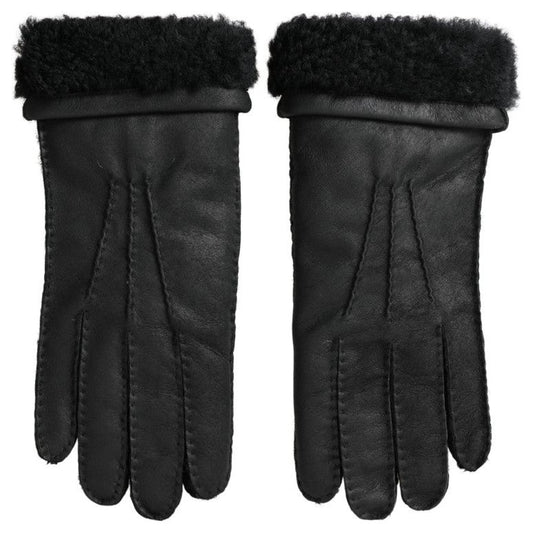 Dolce & Gabbana Black Leather Fur Short Hands Mitten Men Gloves 10|XL,1728,67345645728,8.5|S,Accessories,Black,Dolce & Gabbana,Gloves - Accessories,Gloves - Men - Accessories,Material: 100% Leather,Men,Men - Accessories,New with tags