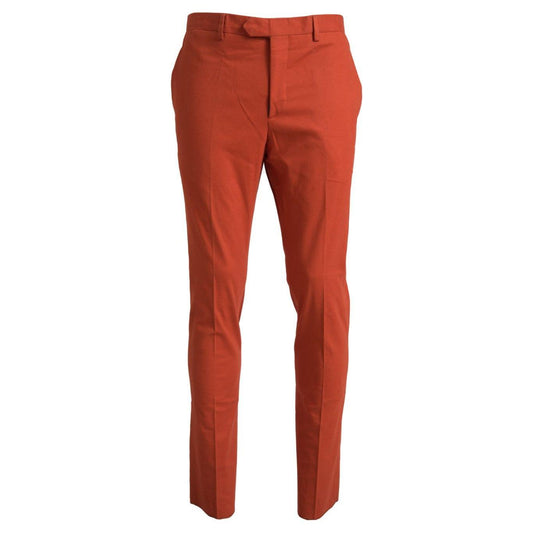 BENCIVENGA Orange Straight Fit Men Formal Trousers Pants BENCIVENGA