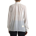 Dolce & Gabbana White Silk Sheer Tied Neck Polka Dots Blouse TSH83187-42