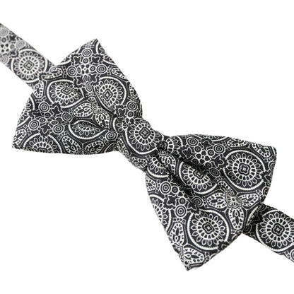 Dolce & Gabbana Black White Pattern Adjustable Neck Papillon Bow Tie 1728,67345645728,Accessories,Black/White,Bowties - Ties and Formal Accessories - Accessories,Dolce & Gabbana,Material: 100% Silk,Men,Men - Accessories,New with tags,Ties & Bowties - Men