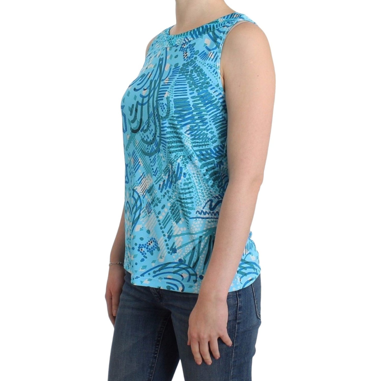 John Galliano Blue printed tank top SIG11879-3