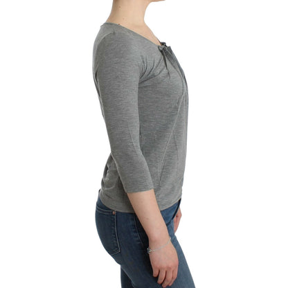 Cavalli Gray 3/4 sleeves jumper top Cavalli