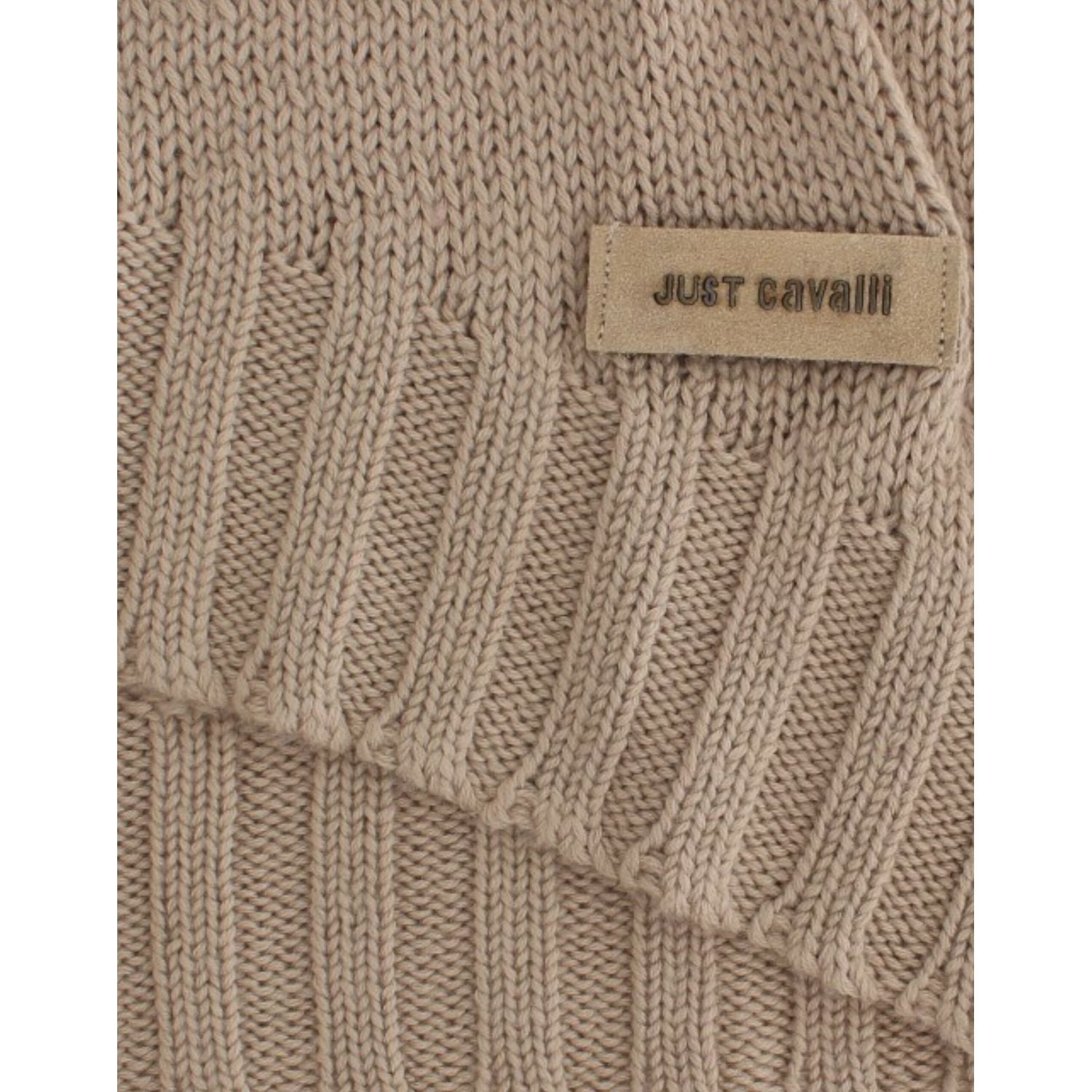 Cavalli Beige knitted wool sweater