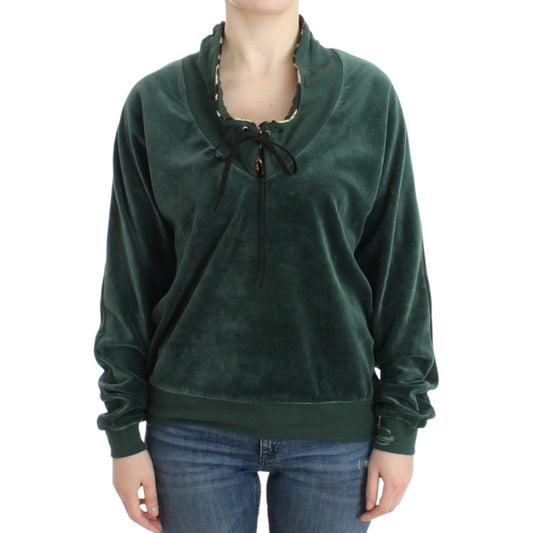 Cavalli Green velvet cotton sweater Cavalli