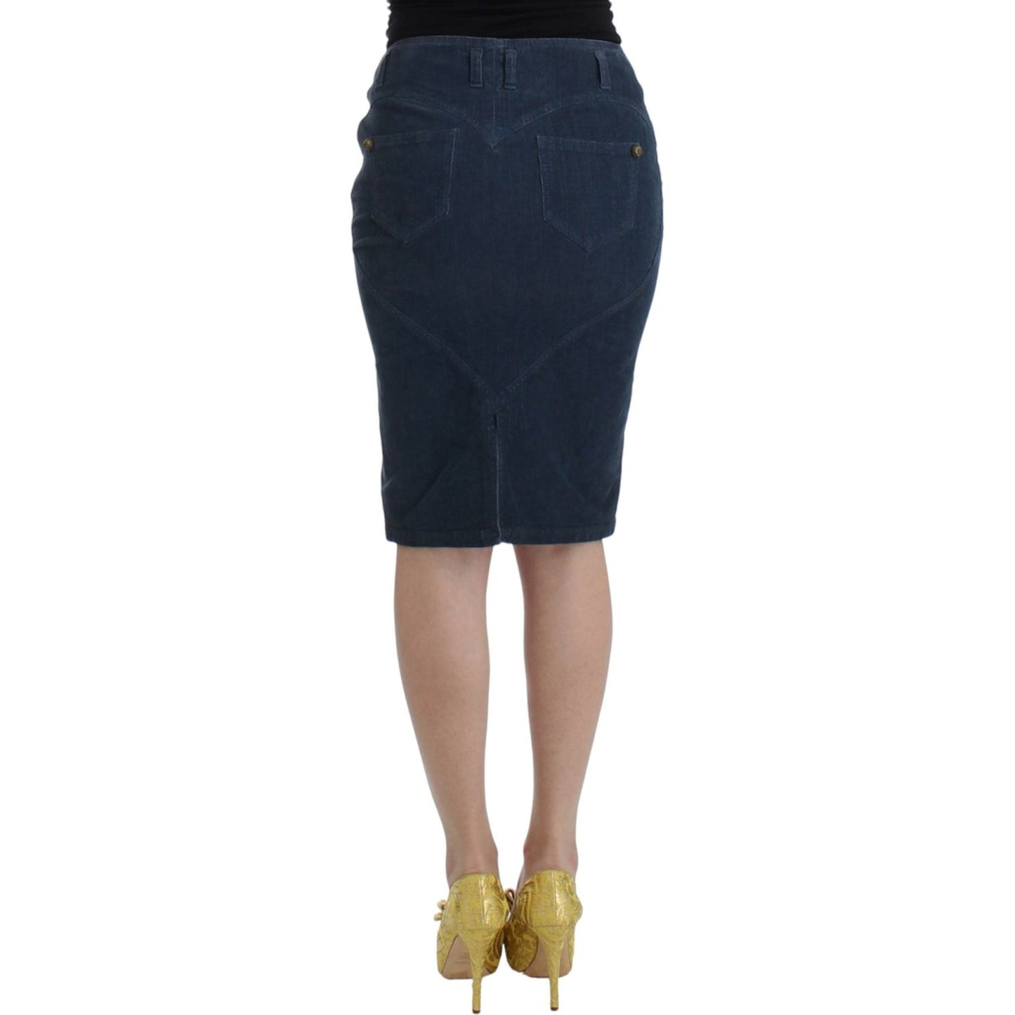 Cavalli Blue corduroy pencil skirt