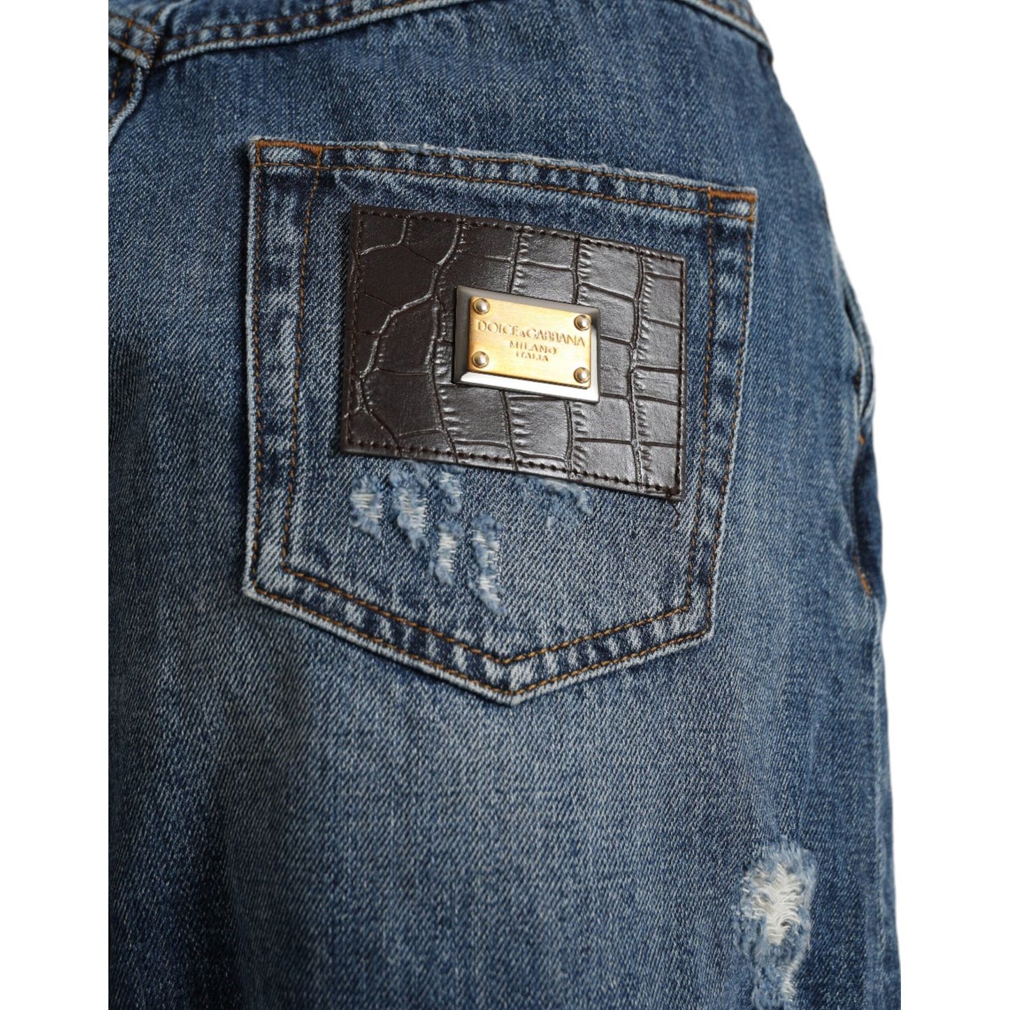 Dolce & Gabbana Blue Cotton High Waist Denim Hot Pants Shorts PAN74945-36