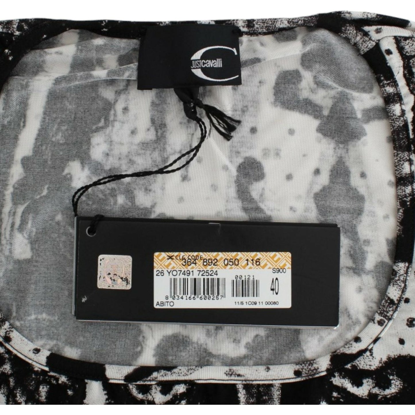 Cavalli Black Printed Sheath Dress Cavalli