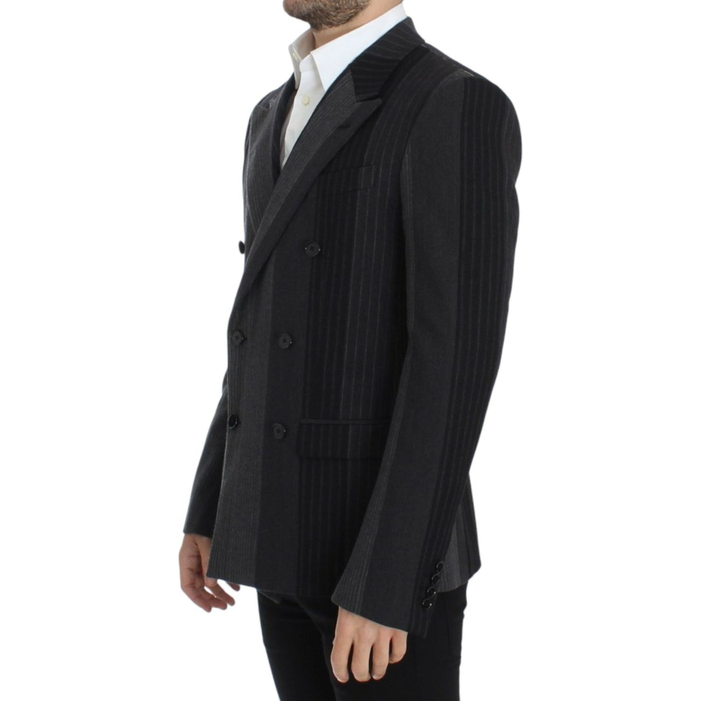 Dolce & Gabbana Gray striped wool stretch blazer Dolce & Gabbana