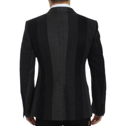 Dolce & Gabbana Gray striped wool stretch blazer Dolce & Gabbana