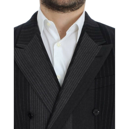 Dolce & Gabbana Gray striped wool stretch blazer Dolce & Gabbana