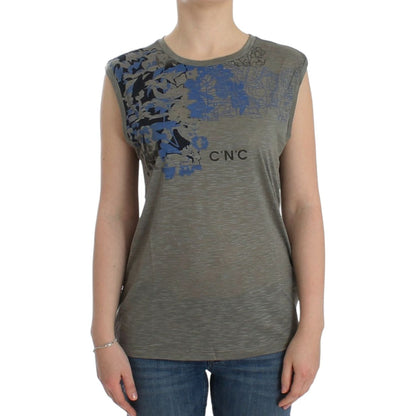 Costume National Gray print sleeveless t-shirt Costume National