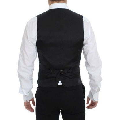 Dolce & Gabbana Black Striped Stretch Dress Vest Gilet Dolce & Gabbana