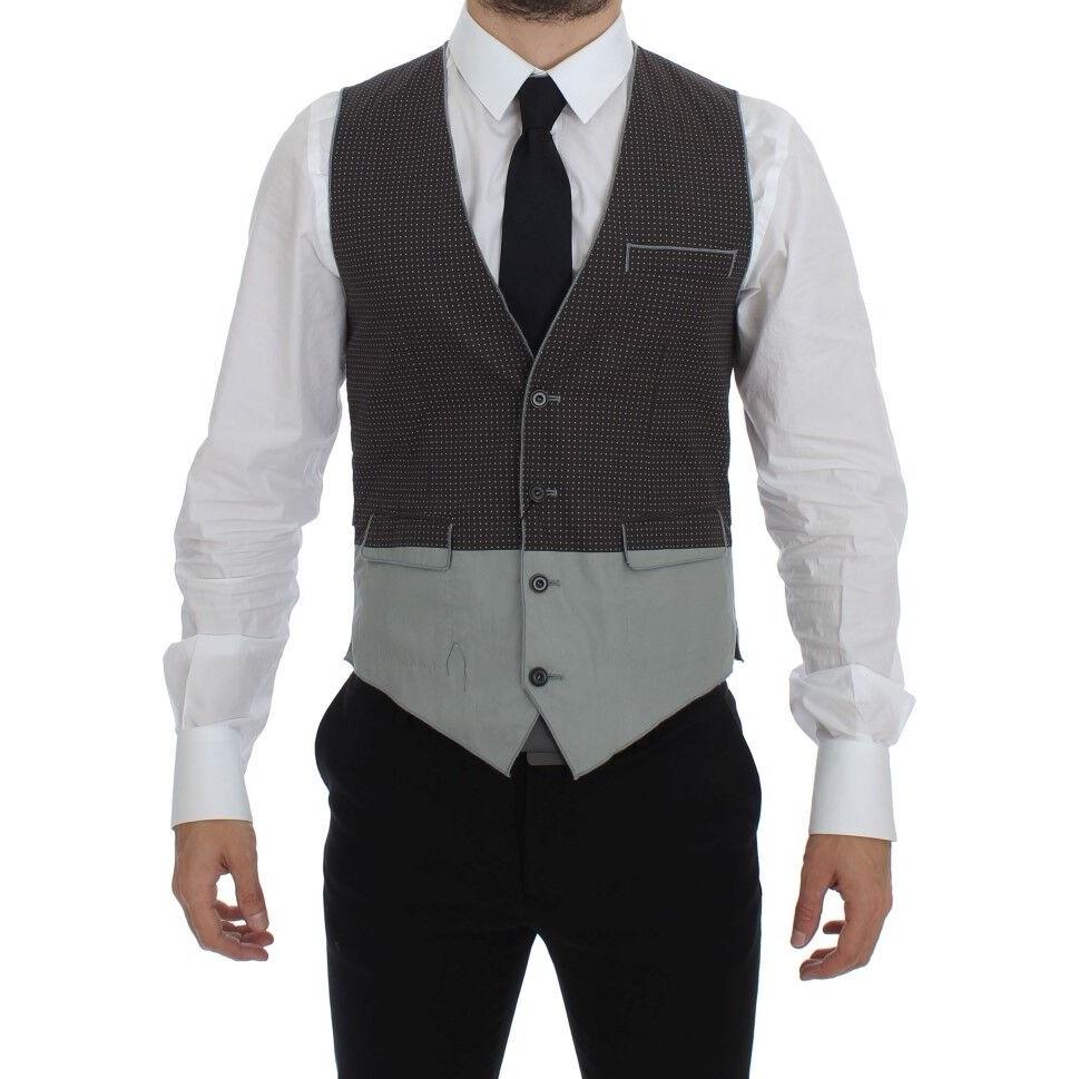 Dolce & Gabbana Gray Polka Dot Dress Vest Gilet Weste Dolce & Gabbana