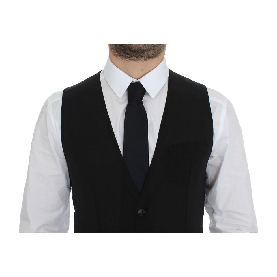 Dolce & Gabbana Black Wool Formal Dress Vest Gilet Jacket Dolce & Gabbana